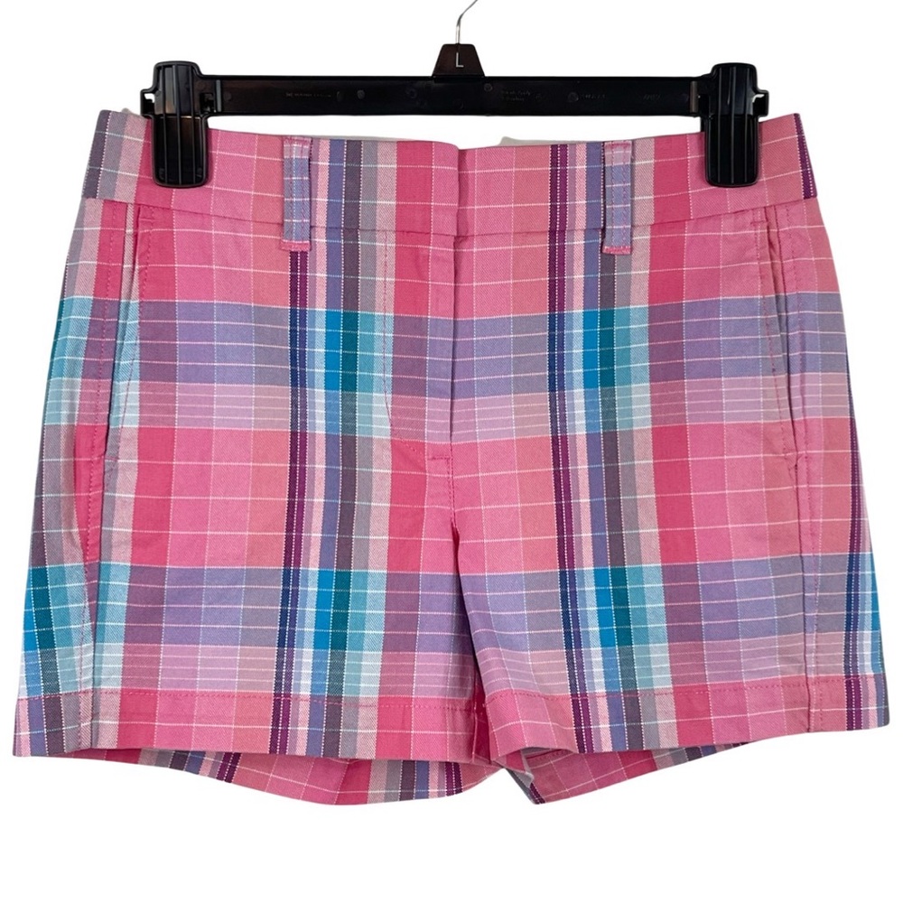 J. Crew 4” Chino Ombre Plaid Shorts 00 Pink Preppy